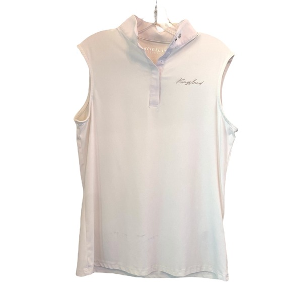 Kingsland Tops - Kingsland‎ Equestrian Paisely Show Shirt Sleeveless White Women XL Shimmer STAIN